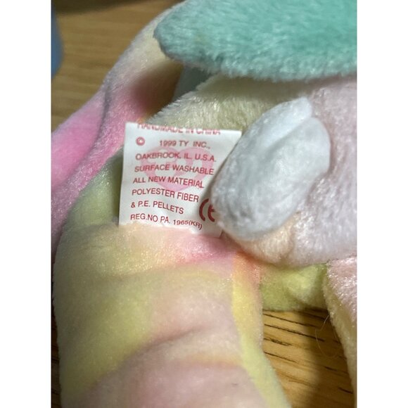 Ty Beanie Babies lot of 2 Green Hippity Tie Dye Hippie Bunny Rabbit Set VTG 96/9 - Picture 16 of 16